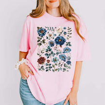 Boho Blue Wildflowers Cottagecore T-Shirt