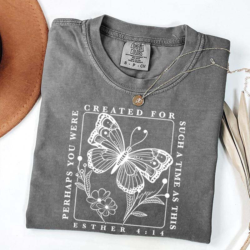 Bible Verse Esther 4:14 Butterfly Floral T-Shirt