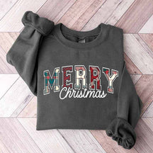 Tartan Plaid Pattern Merry Christmas Sweatshirt