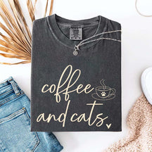 Minimalist Coffee and Cats T-Shirt