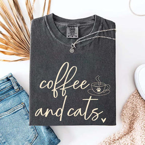 Minimalist Coffee and Cats T-Shirt