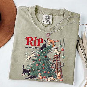 RIP Christmas Tree Comfort Colors Meowy T-Shirt