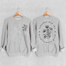 Cute Wildflower Religous Luke 12:27 Bible Verse Sweatshirt