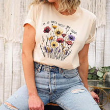 It is Well Within My Soul Floral Religious T-Shirt