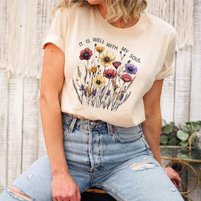 It is Well Within My Soul Floral Religious T-Shirt