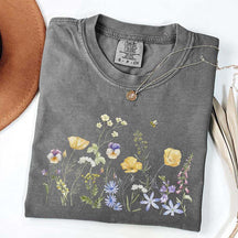 Vintage Flowers Bee Botanical Floral T-Shirt