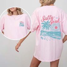 Salty Soul Sunset Beach Palm T-Shirt