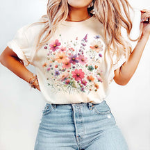 Vintage Pressed Pink Flower Cute Boho T-Shirt