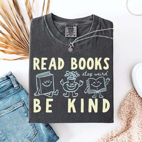 Read Books Be Kind Stay Weird Retro Doodle T-Shirt