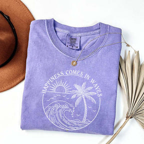 Happiness Comes In Waves Beach Trip T-Shirt