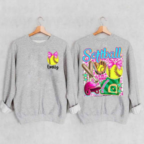 Personalized Softball Coquette Sweatshirt