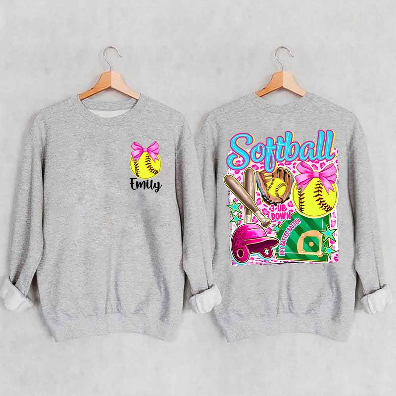 Personalized Softball Coquette Sweatshirt