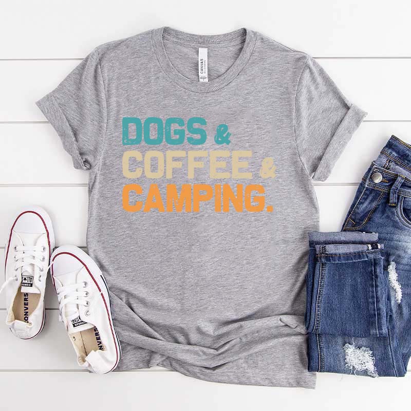 Dogs Coffee Camping Vacation T-Shirt