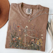 Skeleton Dancing Arabesque Wildflower Botanical Floral T-Shirt