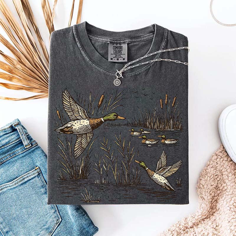 Retro Flying Mallard Duck T-Shirt
