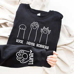 Custom Rock Paper Scissors Cat Paw Sweatshirt