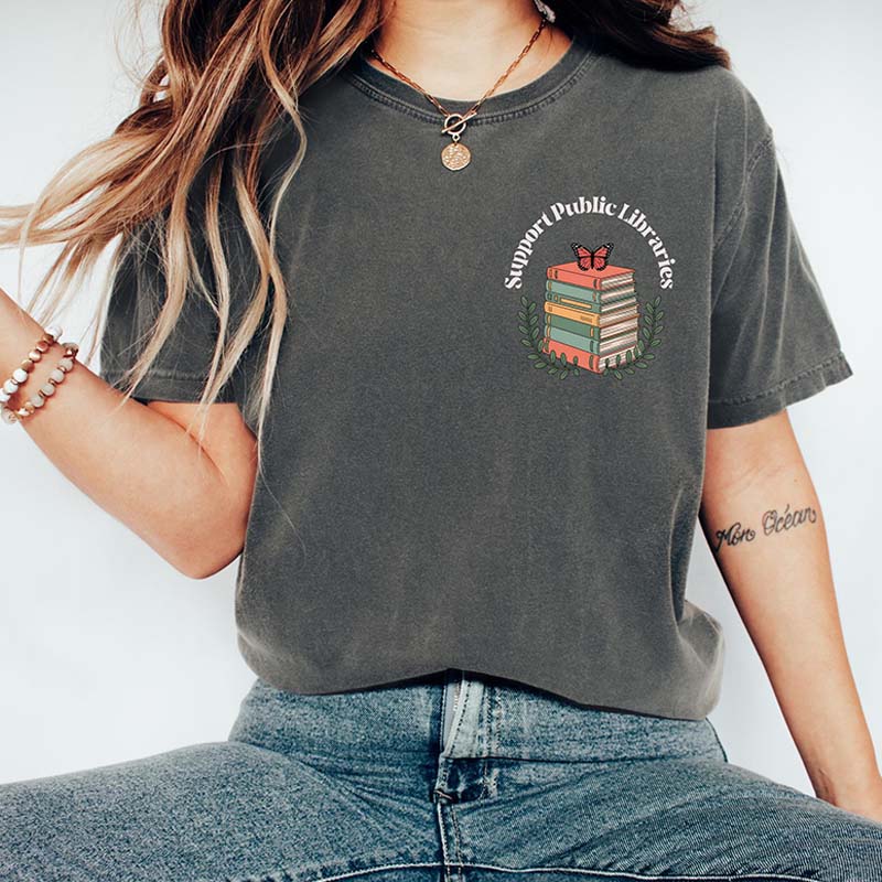 Comfort Colors Support Public Libraries Bookworm T-Shirt