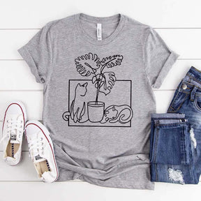 Minimalist Cat Plant T-Shirt