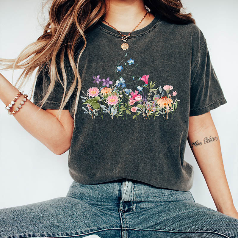 Watercolor Botanical Floral Wildflower T-Shirt