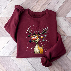 Christmas Reindeer Festive Holiday Funny Deer Sweatshirt