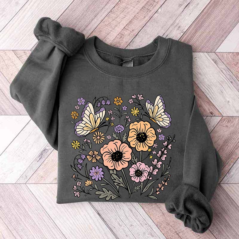 Vintage Floral Butterfly Sweatshirt