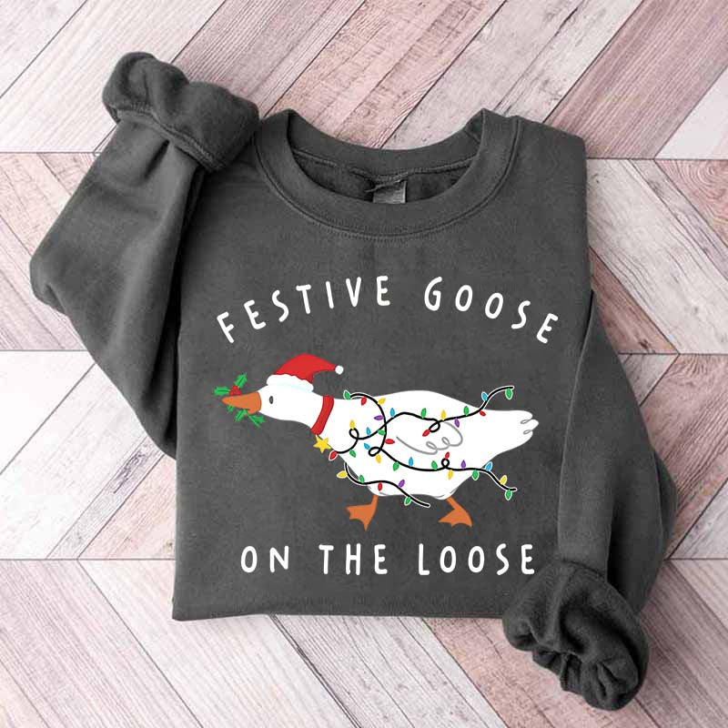 Xmas Duck Festive Goose On The Loose Sweatshirt