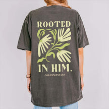 Rooted in Him Retro Floral Faith T-Shirt