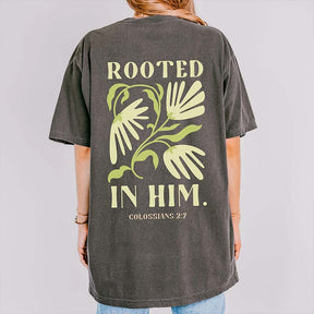 Rooted in Him Retro Floral Faith T-Shirt