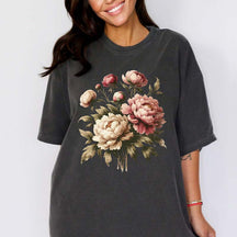 Boho Peonies Floral Botanical T-Shirt