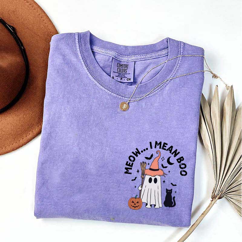 Ghost Cat Meow I Mean Boo T-Shirt