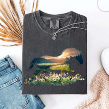 Comfort Colors Floral Horse Lover Cute T-Shirt
