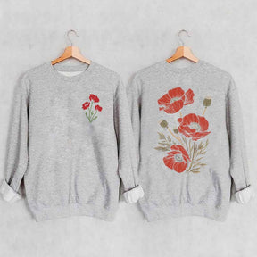 Red Poppies Floral Sweatshirt