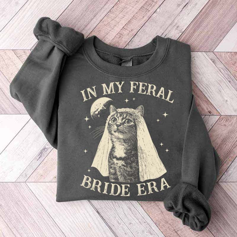 Retro Comfort Bride Wedding Cat Lover Sweatshirt