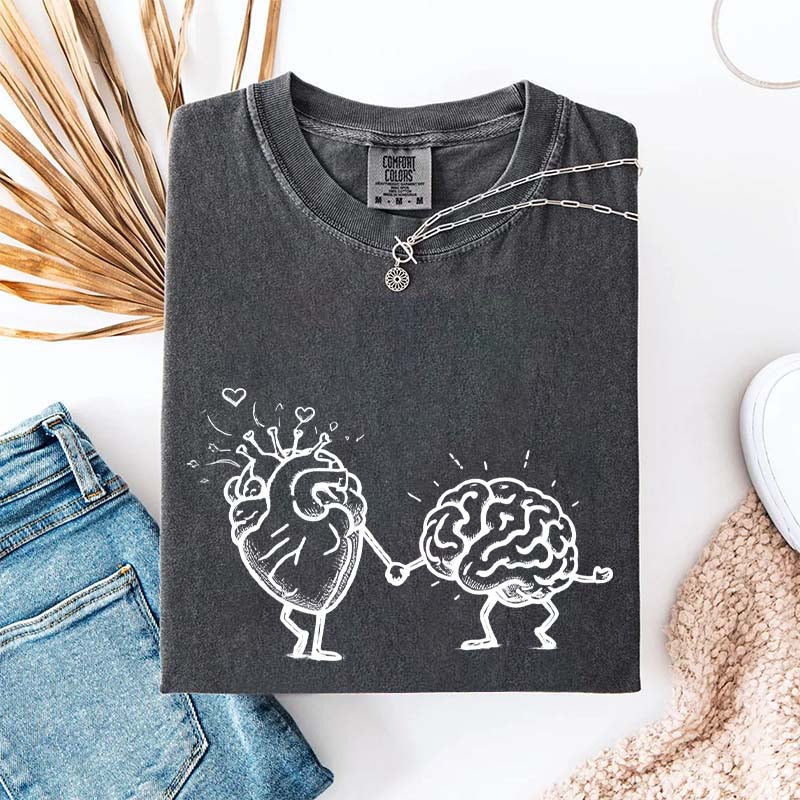 Mental Health Awareness Brain Heart T-Shirt