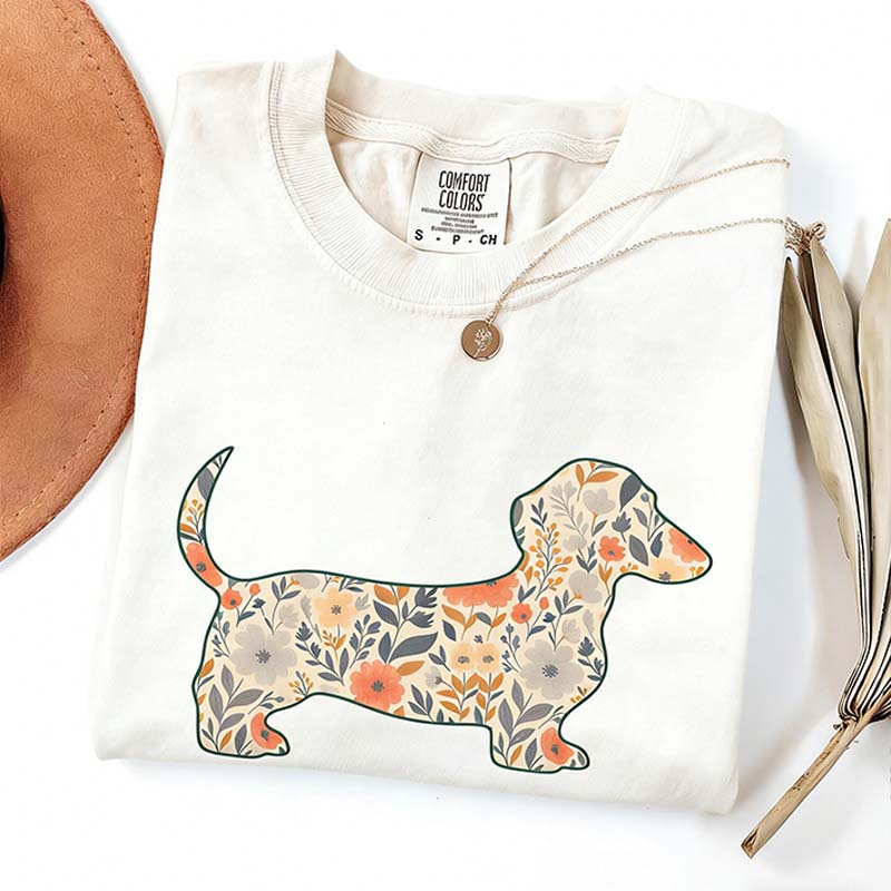 Comfort Colors Floral Dachshund T-Shirt
