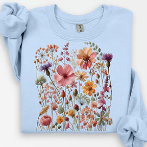 Vintage Pressed Flowers Pink Wildflowers Sweatshirt