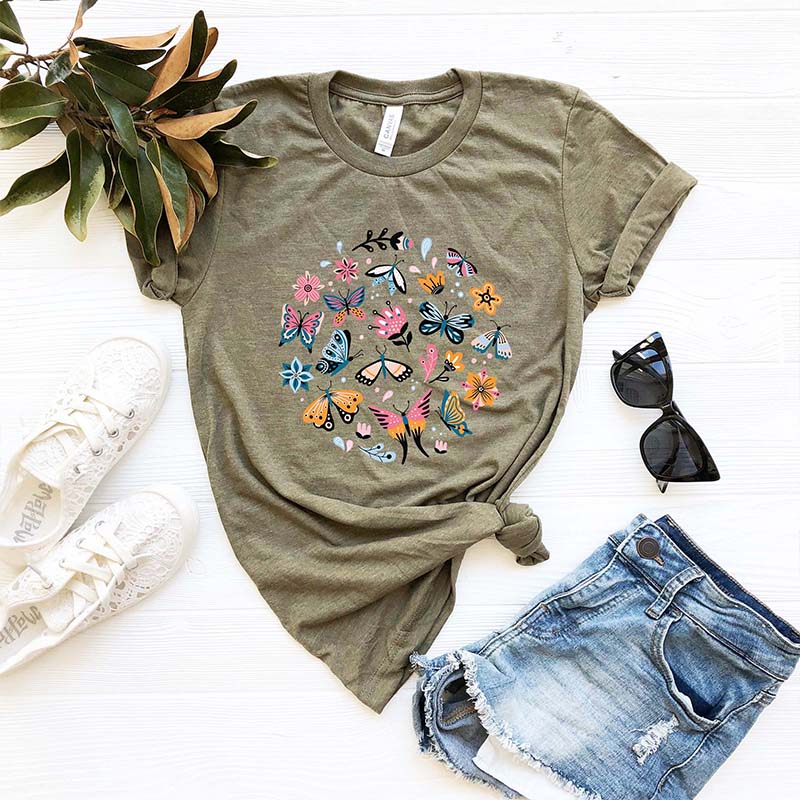 Flower Heart Best Friend Butterfly T-Shirt