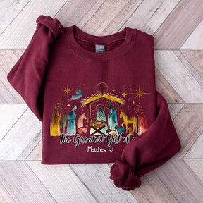The Greatest Gift of All Matthew 1:21 Bible Sweatshirt
