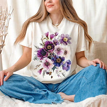 Botanical Purple Floral Anemones T-Shirt