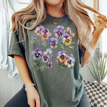 Vintage Pansies Flower Bouquet T-Shirt