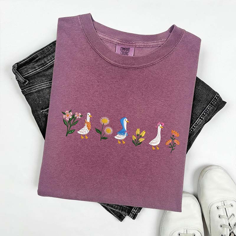Funny Silly Goose Foral T-Shirt