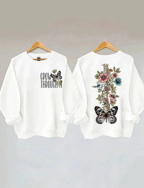 Cultivez à travers elle Sweat-shirt papillon floral