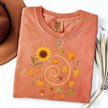 Spiral Sunflower Pumpkin Fall T-Shirt