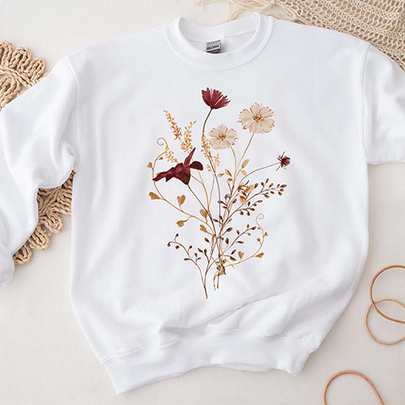 Autumn Fall Watercolor Wildflower Sweatshirt