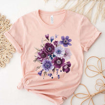 Vintage Pressed Botanical Purple Flowers T-Shirt