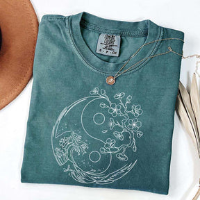 Yin Yang Wave Cherry Blossom T-Shirt