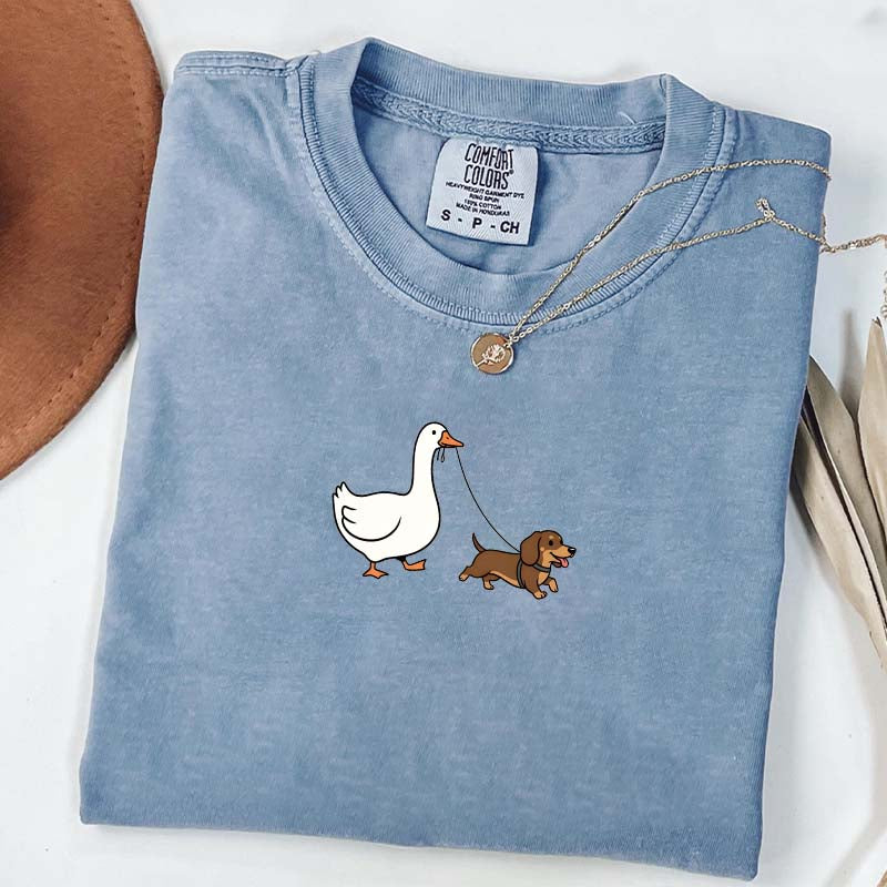Goose and Dachshund Dog T-Shirt