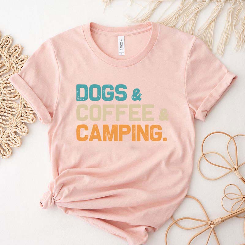 Dogs Coffee Camping Vacation T-Shirt