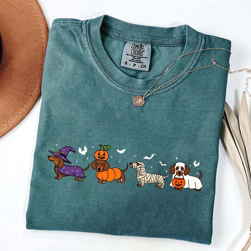 Dachshund Cute Ghost Dogs Halloween T-Shirt