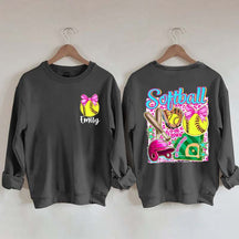 Personalized Softball Coquette Sweatshirt